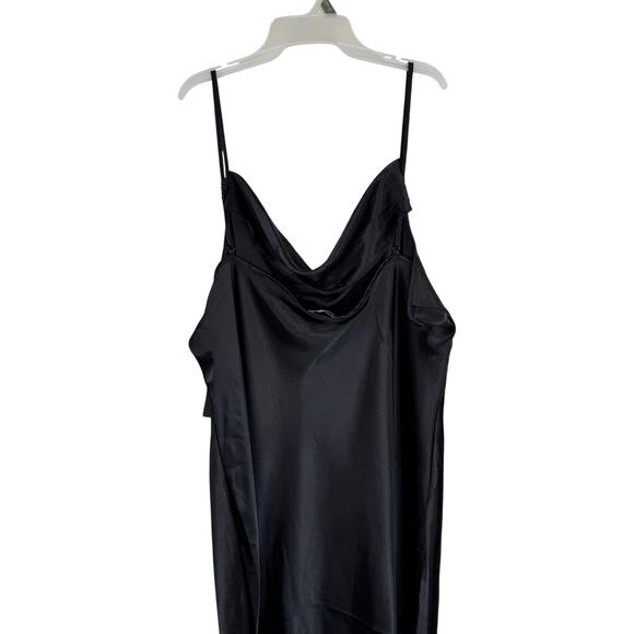 Bebe Dress 3X Black Slip Midi Cowl Neck Satin Style Plus Size Made in USA NWT - Picture 7 of 14